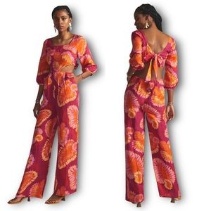 Farm Rio (L) x Anthropologie Tie-Back Cutout Jumpsuit NWT